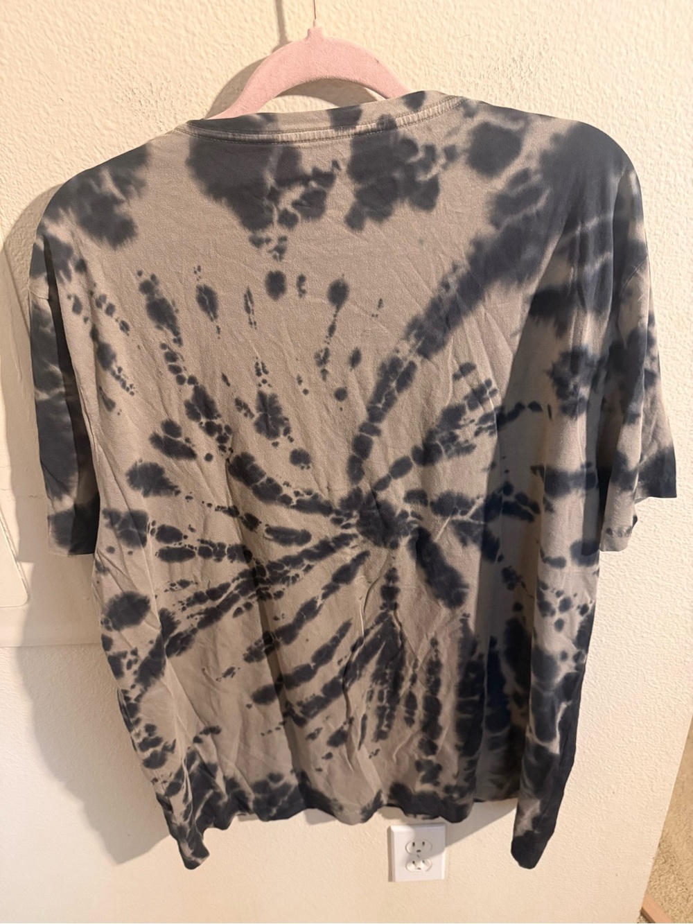 AllSaints Gray Black Tie Dye Crewneck T-Shirt Large Portugal Cotton Tee - Picture 3 of 7